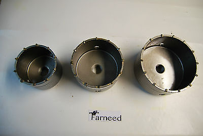 KIT DE CORTE DE AGUJEROS PARA PARED 3 TAZAS PARA AGUJEROS 100 120 160 mm CONEXIÓN ROSCADA M22