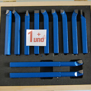 HERRAMIENTAS DE CORTE TORNO CUCHILLAS DE ACERO 8X8MM 11 PIEZAS CAJA SOLDADA $