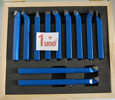 HERRAMIENTAS DE CORTE TORNO CUCHILLAS DE ACERO 8X8MM 11 PIEZAS CAJA SOLDADA $