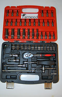 LLAVERO DE VASO CON TRINQUETE 53 PIEZAS CROMO VANADIO EN ESTUCHE