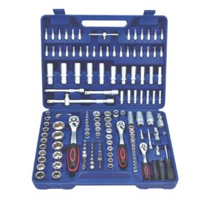 JUEGO DE LLAVES COMBINADAS DE TRINQUETE 174 PIEZAS CON PUNTAS 1/2" 1/4" 3/8" 058ES