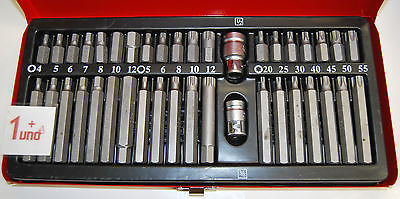 KIT JUEGO DE PUNTAS 40 PIEZAS LLAVES DE VASO TORX HEXA EXA XZN 1/2" 3/8" 011