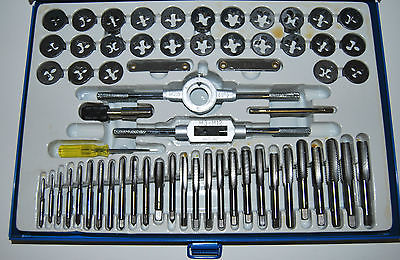 JUEGO DE 60 PIEZAS MACHOS DE ROSCAR Y MATRICES CROMO VANADIO PULGADA MÉTRICA ROSCADO X X