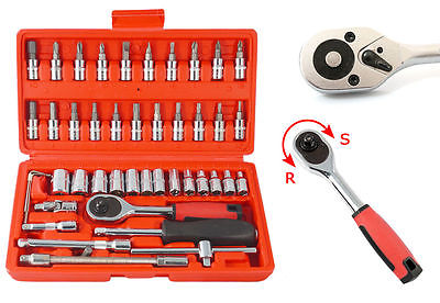 LLAVES DE TUBO JUEGO DE DESTORNILLADORES DE TRINQUETE 46 PIEZAS 1/4" FARNEED