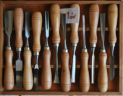 JUEGO DE HERRAMIENTAS DE MADERA DE 12 PIEZAS DE TRINCHAR GUBIAS CINCELES