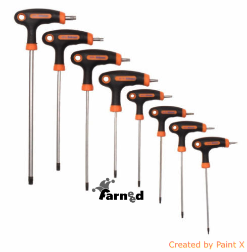 JUEGO DE 9 PIEZAS DE LLAVE EN T CON CABEZA DE CROMO VANADIO CON ORIFICIO T10 - T50 HOT