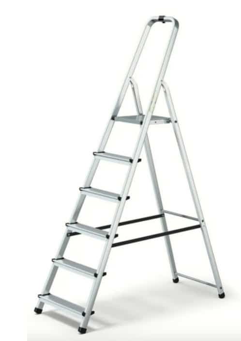 ESCALERA DOMÉSTICA PLEGABLE LIGERA DE ALUMINIO 6 PELDAÑOS H 191cm 125 KG AHORRO DE ESPACIO 007DR