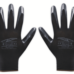 120 PARES DE GUANTES DE TRABAJO RECUBIERTOS DE NYLON NITRILO PAR NEGRO 02BB TALLA 10