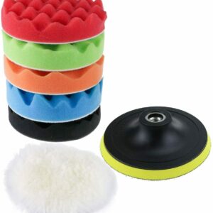 KIT DE PULIDO DE COCHE DISCOS DE ESPONJA ALMOHADILLA 75 MM 3" PULGADAS 7 PIEZAS