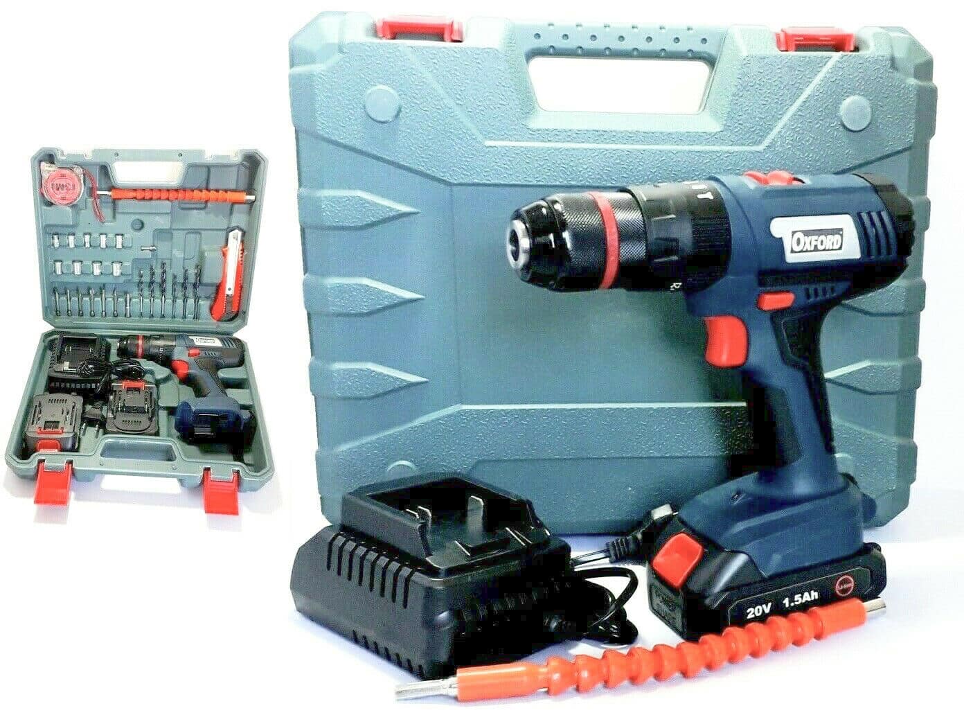 TALADRO ATORNILLADOR 2 BATERÍAS MANDRIL DE PERCUSIÓN METAL AUTOBLOCANTE 20V 1.5