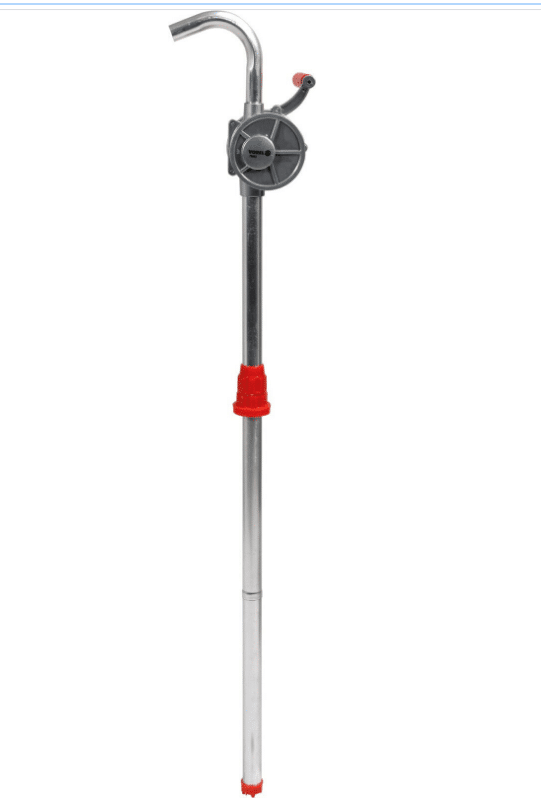 BOMBA DE TRASIEGO ACERO POR TAMBORES MANUALES COMBUSTIBLE LÍQUIDO GASOLINA ACEITE 20LT/MIN 02TO