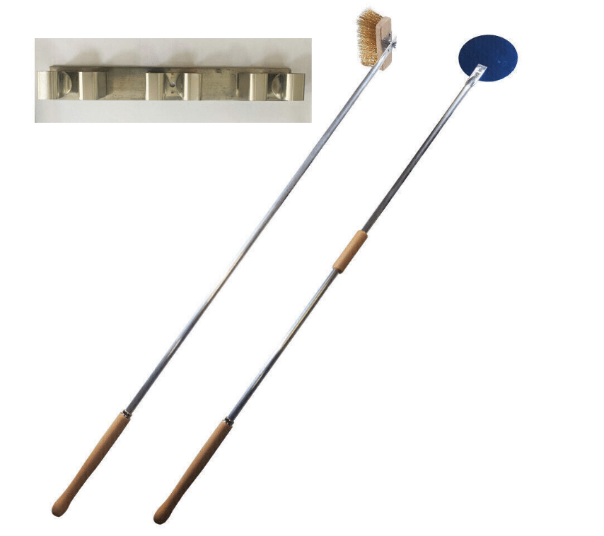 KIT SET PALA 18 + PINCEL P.+ SOPORTE DE PARED PIZZA HORNO DE LEÑA PALAS PIZZAS 3 PIEZAS