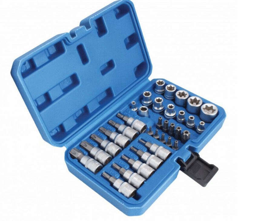 LLAVES DE TUBO VASO 34 PIEZAS CAJA TORX T10 T60 3/8" PUNTA DE DESTORNILLADOR 4TESs