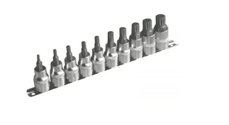 18023 JUEGO DE LLAVES DE VASO INSERTOS DE BROCA XZN ZÓCALO M4 M18 10 PIEZAS PCS 1/2' 647sa