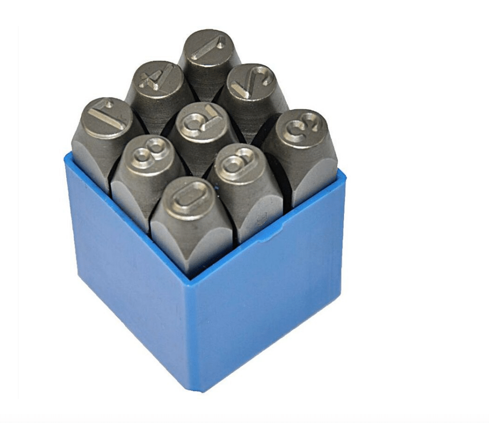 JUEGO DE PUNZONES PLANTILLAS NÚMEROS 9 PIEZAS DE SELLOS DE 10 MM SELLOS DE PERFORACIÓN MARCADO EN METAL