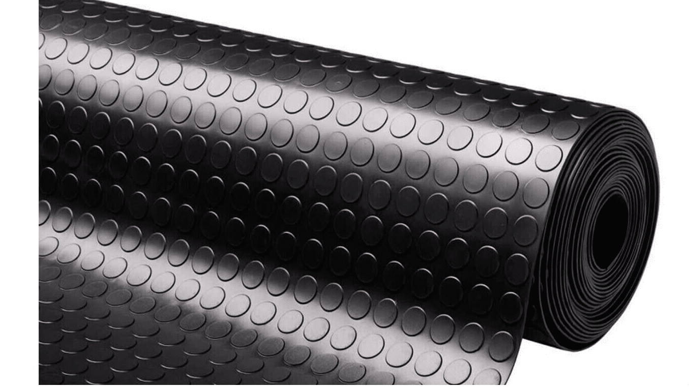 Alfombrilla de goma antideslizante Cubierta de suelo de mesa corredera atornillada burbujas vans pvc cm 100h negro 2 mt