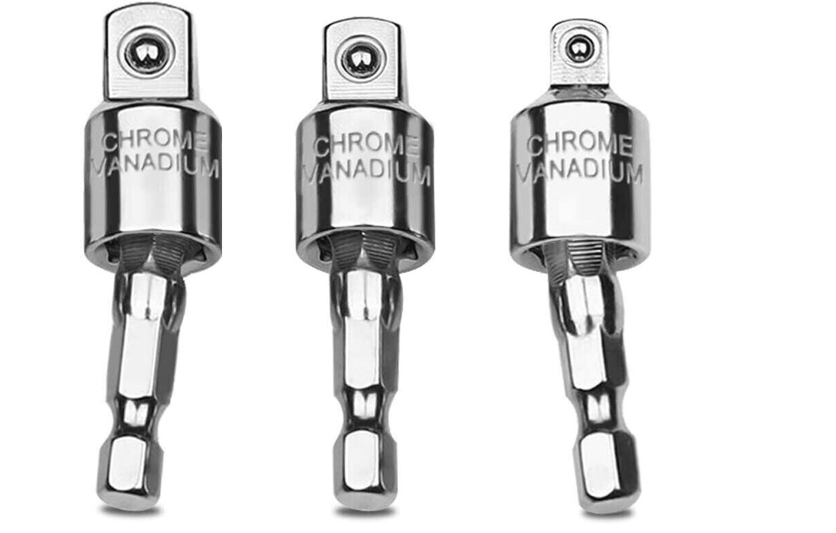 KIT 3 ADAPTADORES UNIÓN PARA ACCIONAMIENTO 1/4 PARA VASOS DE TALADRO ATORNILLADOR 1/4 3/8 1/2 LI