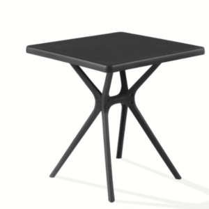 MESA CUADRADA PARA JARDÍN INTERIOR EXTERIOR POLIPROPILENO NEGRO 70x70x74h 634v