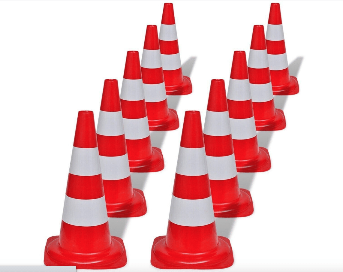 POLIETILENO ROJO BICOLOR HD ROAD CONE BANDA REFLECTANTE SEÑAL DIVISORIA DE TRÁFICO H 53