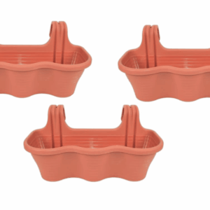 KIT 3 PIEZAS 3 PLAZAS JARDINERA BALCÓN BALCÓN BALCÓN PLÁSTICO MARRÓN CM 53x28x25H 584d