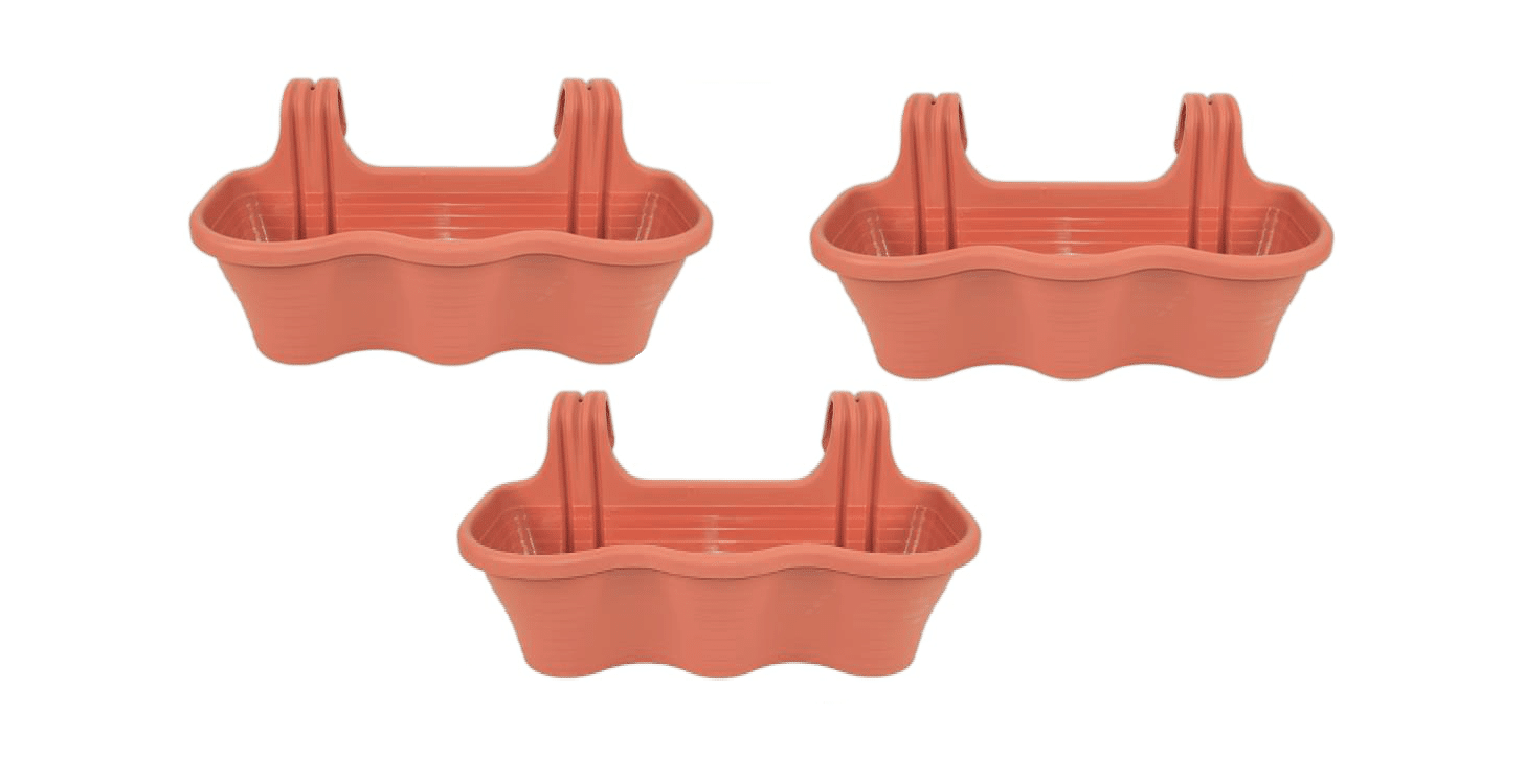 KIT 3 PIEZAS 3 PLAZAS JARDINERA BALCÓN BALCÓN BALCÓN PLÁSTICO MARRÓN CM 53x28x25H 584d