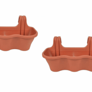 KIT 2 PIEZAS 3 PLAZAS JARDINERA BALCÓN BALCÓN MARRÓN PLÁSTICO CM 53x28x25H 584d