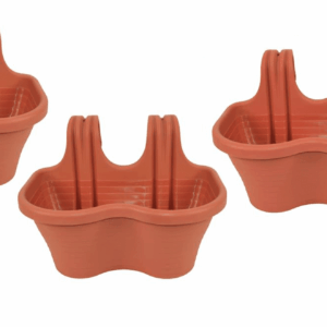 KIT 3 PIEZAS 2 PLAZAS JARDINERA BALCÓN BALCÓN MARRÓN PLÁSTICO CM 37x28x25 H 607d