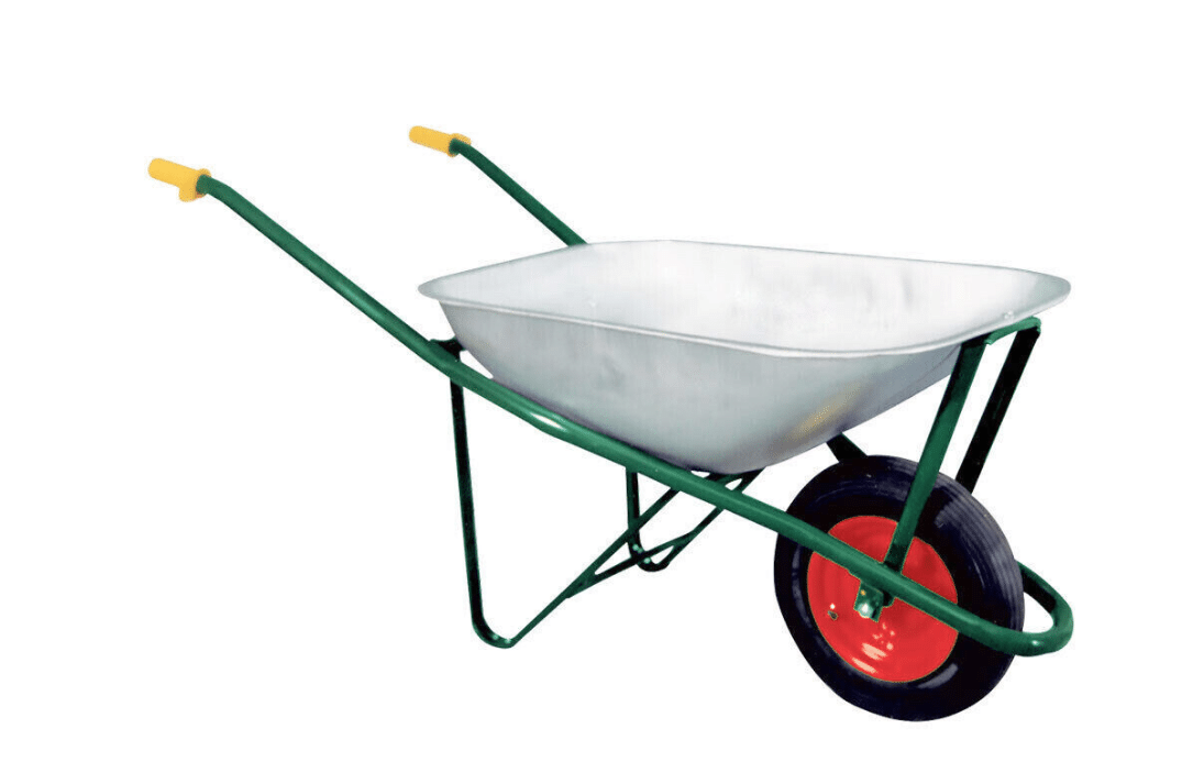CARRETILLA DE JARDÍN DESMONTADA BAÑERA DE CONSTRUCCIÓN 75LT RUEDA NEUMÁTICA GALVANIZADA 586sx