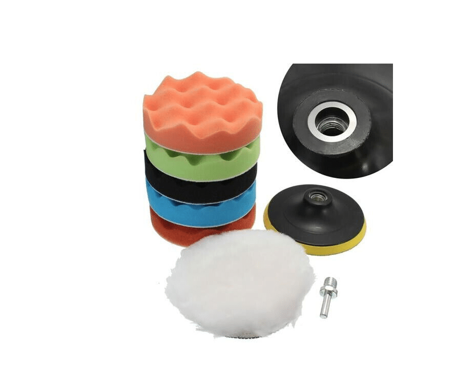 KIT DE PULIDO DE COCHE DISCOS DE ESPONJA ALMOHADILLA 150 MM 6" PULGADAS 7 PIEZAS 005x