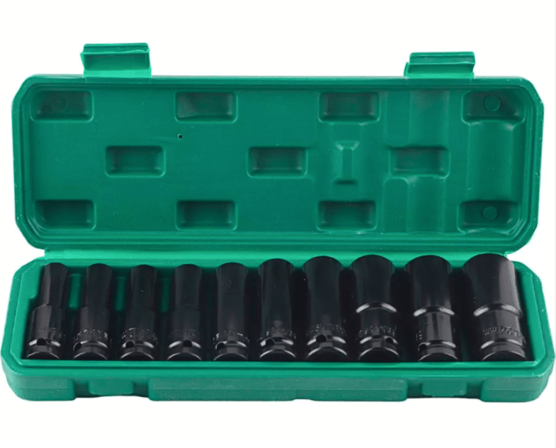 10 piezas de vasos hexagonales largos pulidos negros de 1/2" casquillo de destornillador 8 24 mm ve