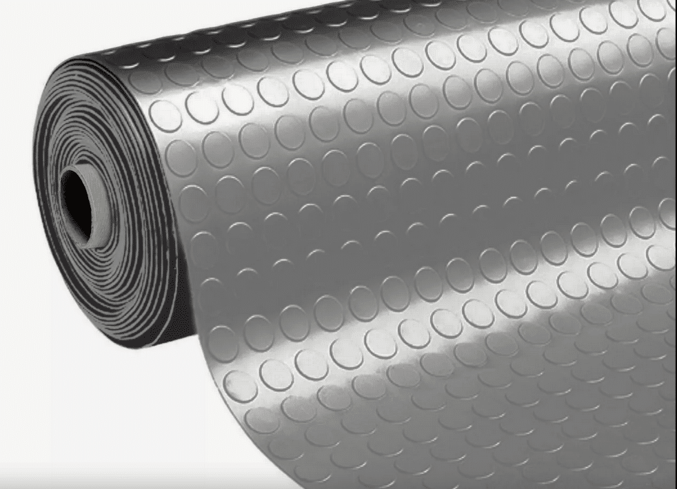 Alfombrilla de goma antideslizante Cubierta de suelo de la mesa corredera atornillada burbujas vans pvc cm 100h gris oscuro 1 mt