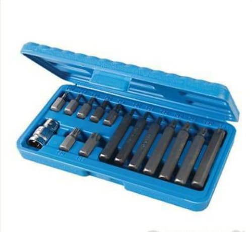 23095 BROCAS TORX ESTRELLA 1/2" T20 T55 30 mm 75 mm 15 PIEZAS LLAVES 839 silv