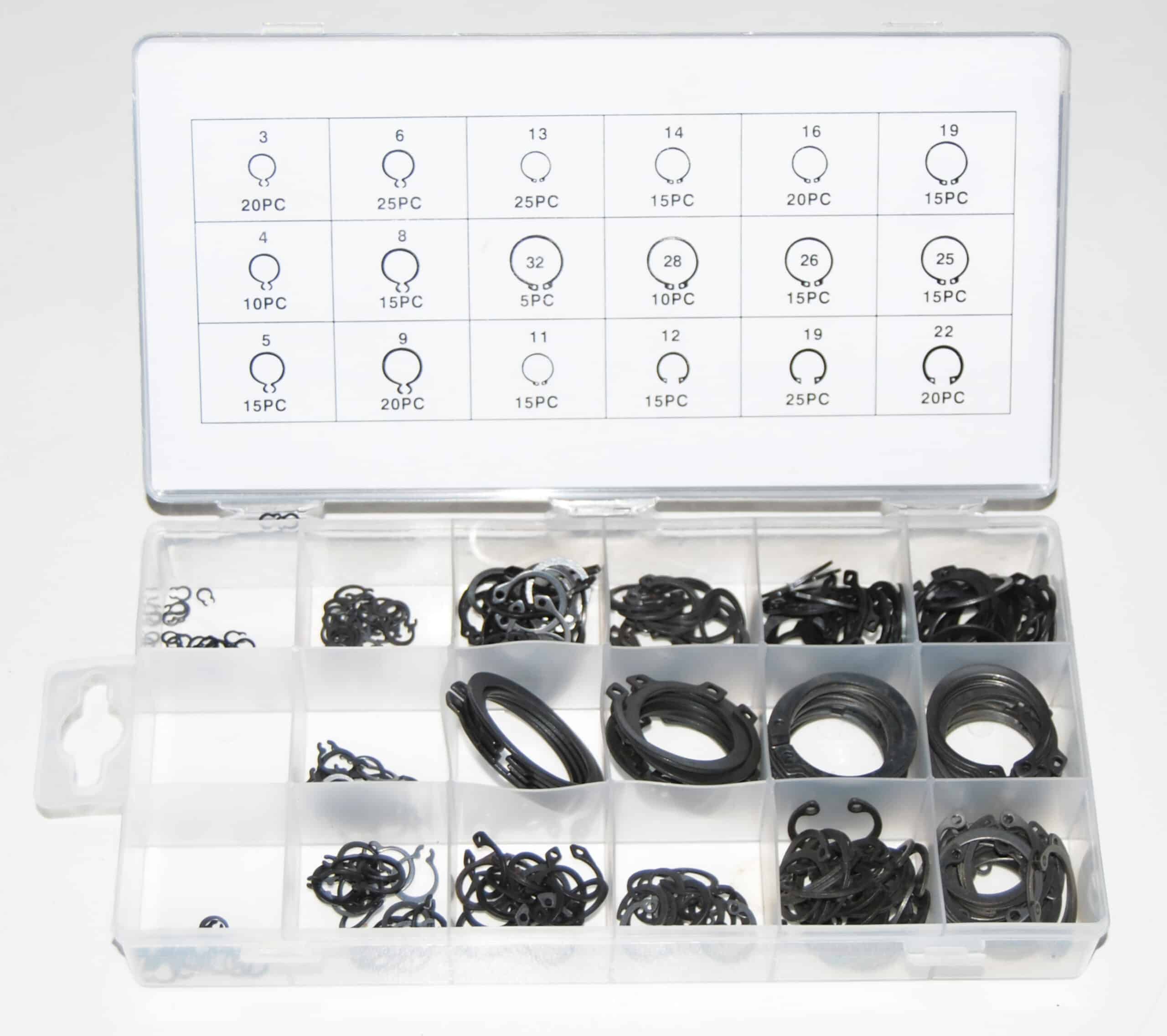 ANILLOS 300 PIEZAS DE SELLO EXTERNO JUNTAS DE RESORTE RETENEDORES COJINETES DE SEGURIDAD DE ANILLO