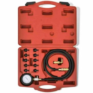 KIT DE PRUEBA DE MOTOR 12 PIEZAS MANÓMETRO DE PRESIÓN DE ACEITE MANÓMETRO DE VÁLVULA DE COMBUSTIBLE COCHE 298