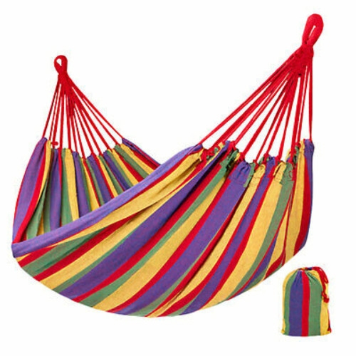 HAMACA DE FRIJOLES DE LONA DE ALGODÓN DE JARDÍN AL AIRE LIBRE COLORIDA Y DURADERA