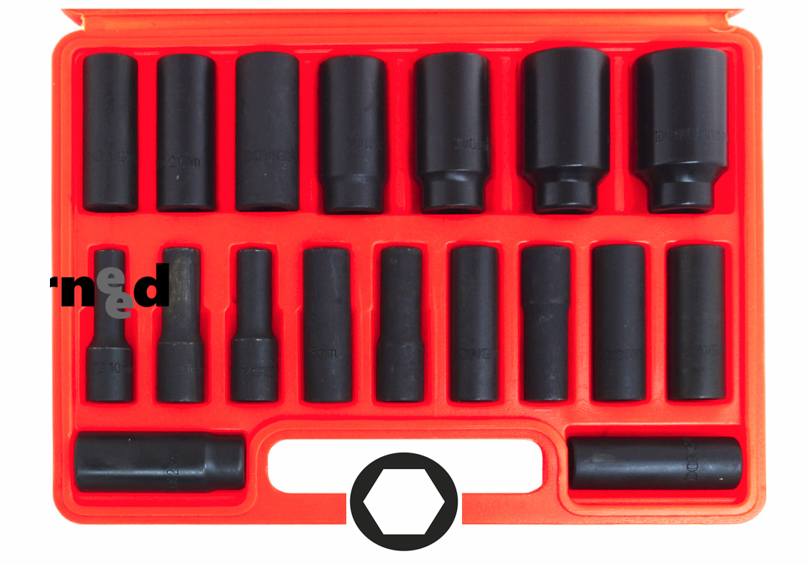 JUEGO DE VASOS 18 PIEZAS CASQUILLOS CUADRADOS HEXAGONALES 10 32 DESTORNILLADOR 1/2"C