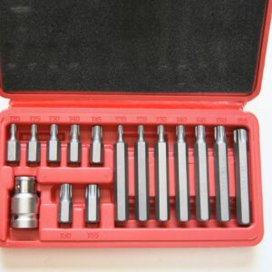 INSERTOS DE LLAVE DE TUBO TORX TRINQUETE 15 PIEZAS T20 T55 ADAPTADOR HEXAGONAL 1/2" R