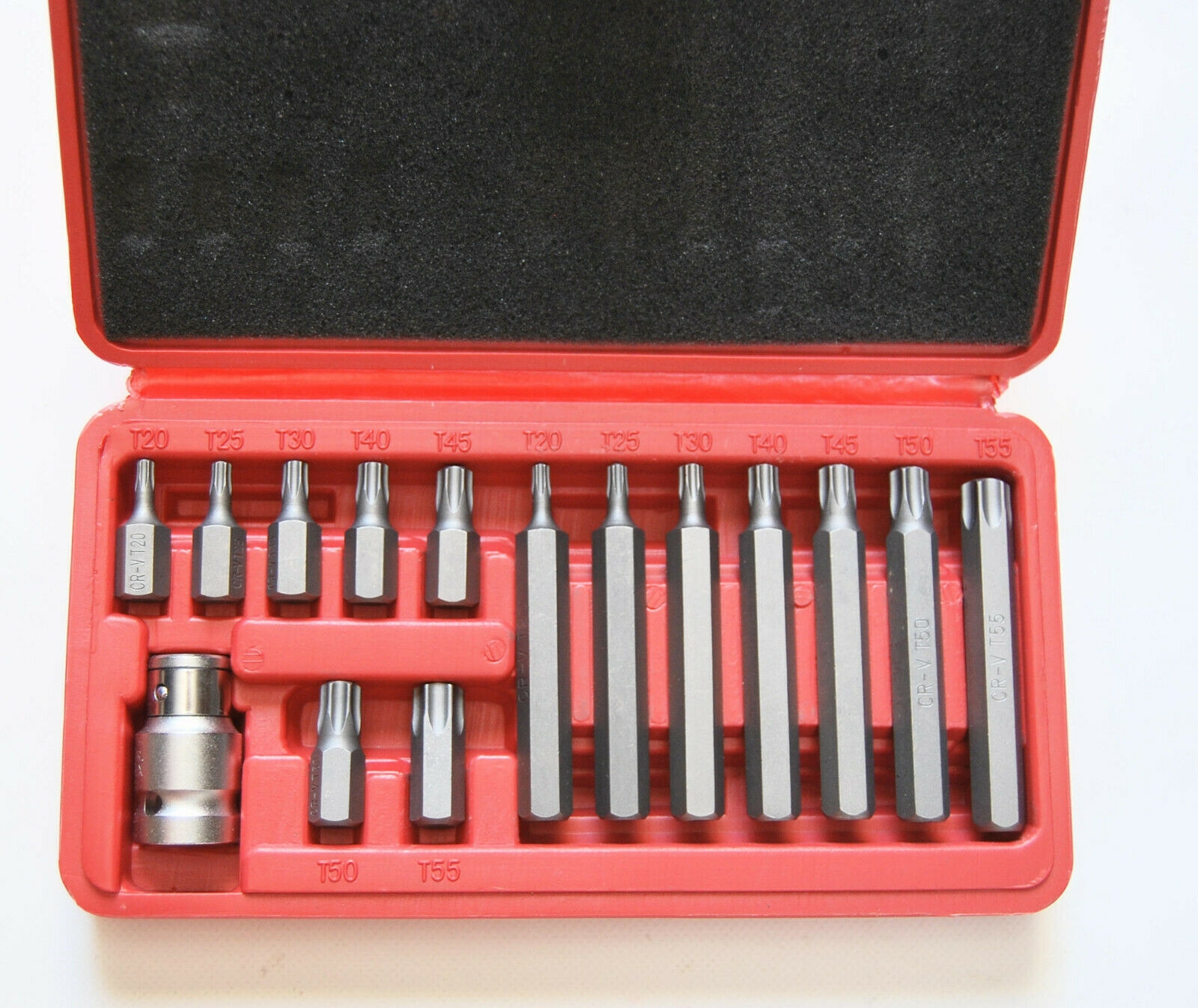 INSERTOS DE LLAVE DE TUBO TORX TRINQUETE 15 PIEZAS T20 T55 ADAPTADOR HEXAGONAL 1/2" R