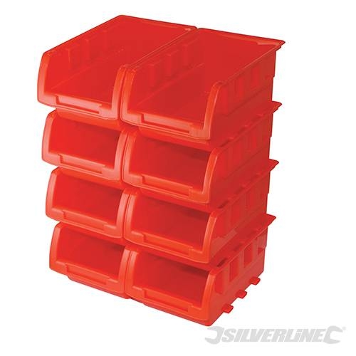JUEGO DE CASETES APILABLES 8 PIEZAS CAJA DE HERRAMIENTAS PIEZAS PEQUEÑAS 165x105x75mm SIL