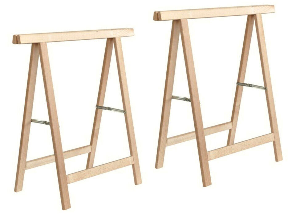 PAR DE CABALLETES PLEGABLES CABALLETE MADERA DE HAYA 75x75cm 579