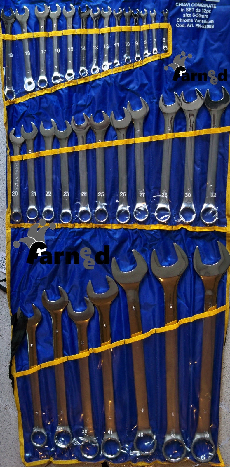 JUEGO DE LLAVES COMBINADAS CROMO VANADIO BRILLANTE 32 PIEZAS 6-50 MM CAJA AZUL ES