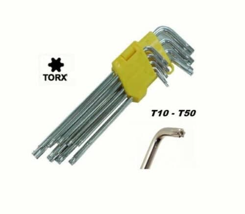JUEGO DE LLAVES TORX 9 PIEZAS LLAVES FRANCESAS L MÉTRICO LARGO ALLEN AGUJERO T10 T50 SW 214