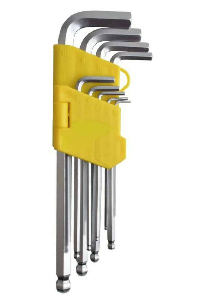 JUEGO DE LLAVES HEXAGONALES LARGAS 9 PIEZAS LLAVE ALLEN L 1.5 10 MM BOLÍGRAFO 207BA