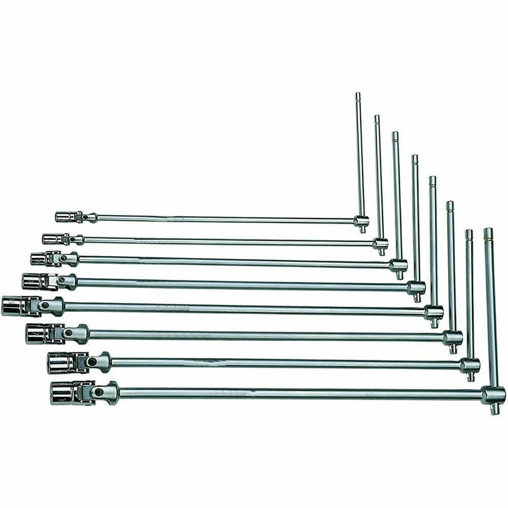 JUEGO 8 PIEZAS LLAVES DE DOBLE ARTICULACIÓN EN FORMA DE T LARGO 8 10 12 13 14 15 17 19 MM ARTICULADAS