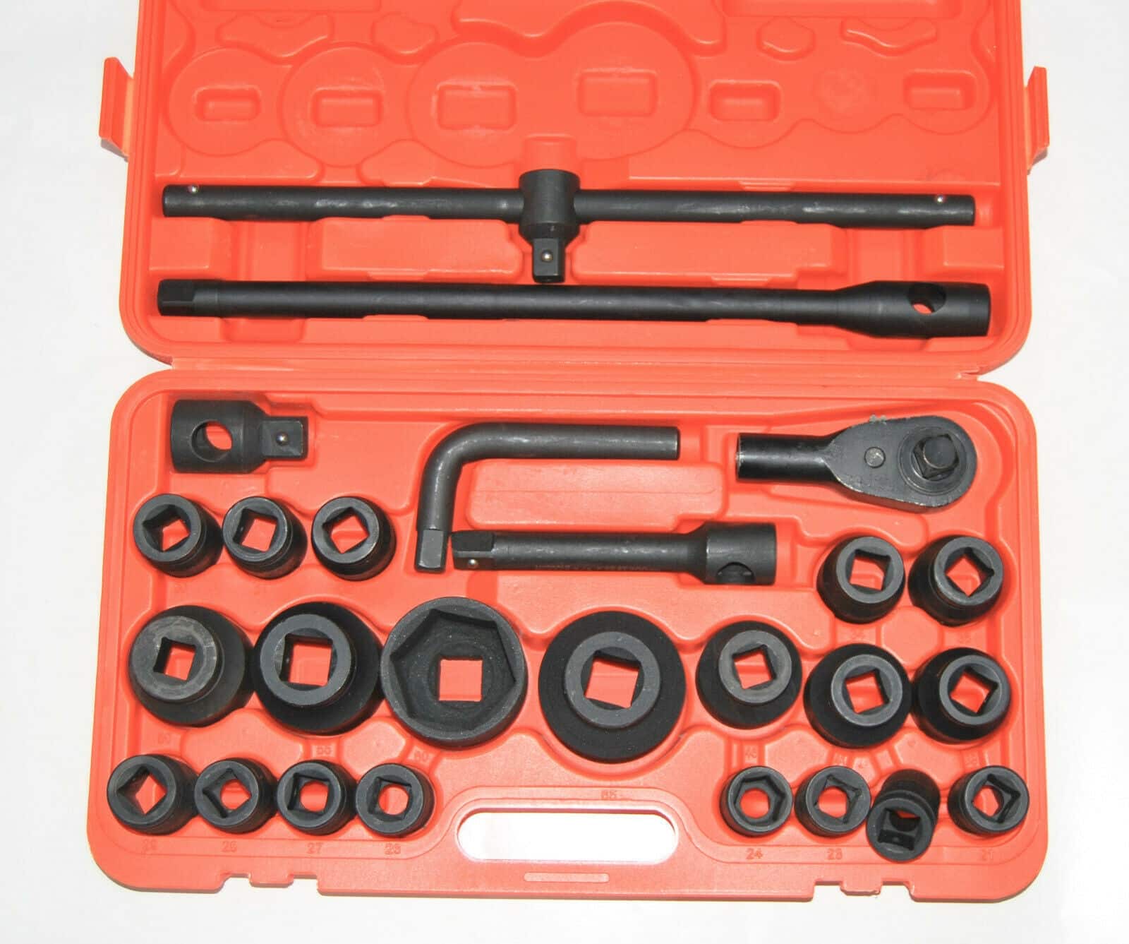 LLAVES DE TUBO GIGANTES 3/4 26 PIEZAS 21 65MM TRINQUETE REFORZADO EXTENSIÓN DE CAMIÓN M