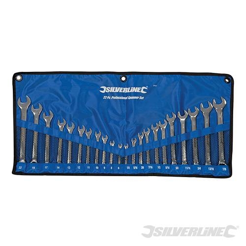 22 PIEZAS LLAVES COMBINADAS KIT DE LLAVES HEXAGONALES BI-HEXAGONALES 6 - 22 mm ACERO SILV