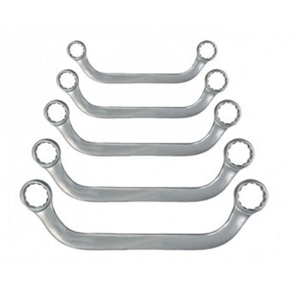 JUEGO DE LLAVES POLIGONALES DOBLES EN FORMA DE U 5 PIEZAS DE 8 A 22 MM CURVADO CROMO VANADIO