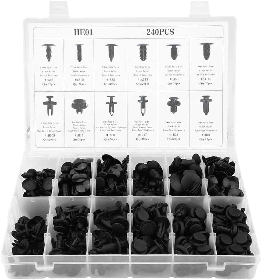 CLIP REMACHES TORNILLOS DE FIJACIÓN PLÁSTICO 240 PIEZAS PANELES DE CARROCERÍA 190BA