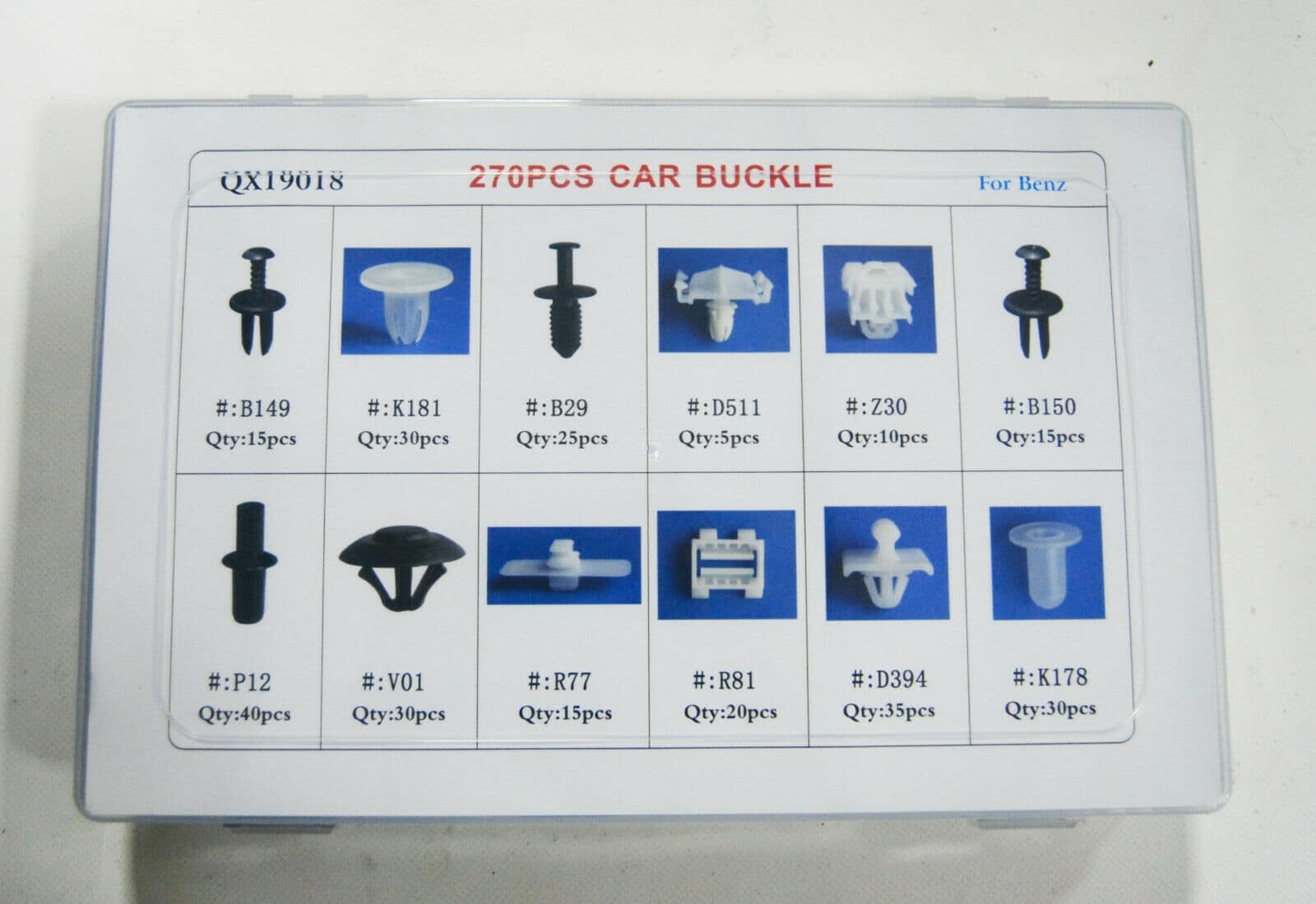 CLIPS DE FIJACIÓN 270 PIEZAS CARROCERÍA PANELES DE PARACHOQUES REMACHES PLÁSTICO 657