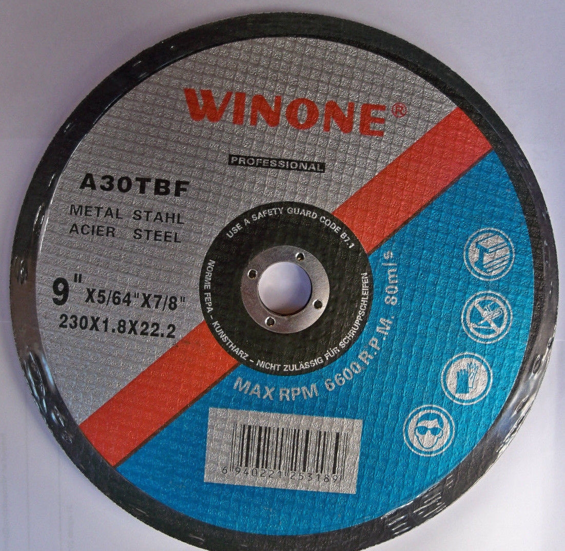 KIT 5 PIEZAS CUCHILLAS DISCO DE CORTE AMOLADORA ANGULAR DE HIERRO FLEX 230 mm 6600